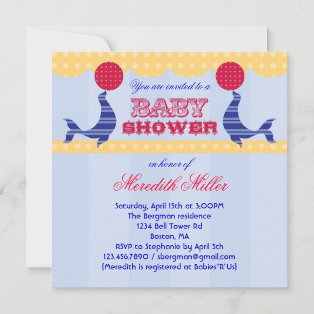 Invitation Baby shower de scellement de cirque (Devant)