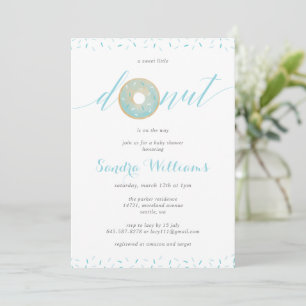 Invitation Baby shower de script donut arrosé Invitation_Blue