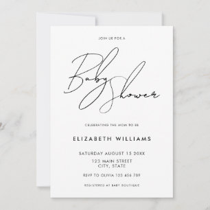 Invitation Baby shower de script élégant minimaliste moderne