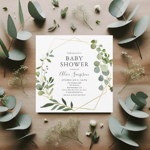 Invitation Baby shower de script Eucalyptus verdoyant