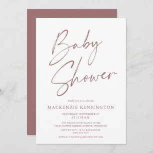 Invitation Baby shower de script manuscrit simple moderne