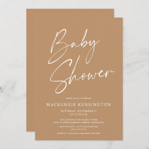 Invitation Baby shower de script minimaliste moderne de ton t