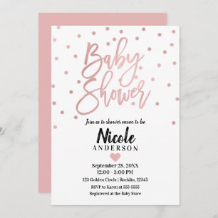 Invitation Baby shower de script moderne rose Gold Pink