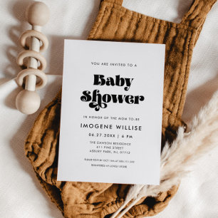 Invitation Baby shower de script rétro vintage