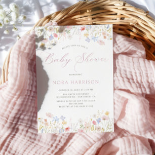 Invitation Baby shower de script rose pâle