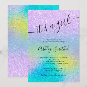 Invitation baby shower de script sombre de parties scintillan