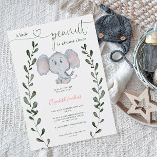 Invitation Baby shower de script vert d'éléphant d'arachide m