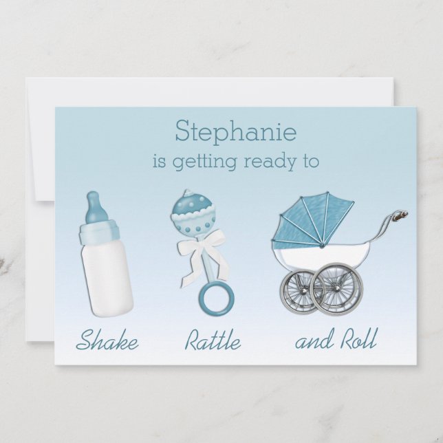 Invitation Baby shower de Shake Rattle et Roll Boy (Devant)