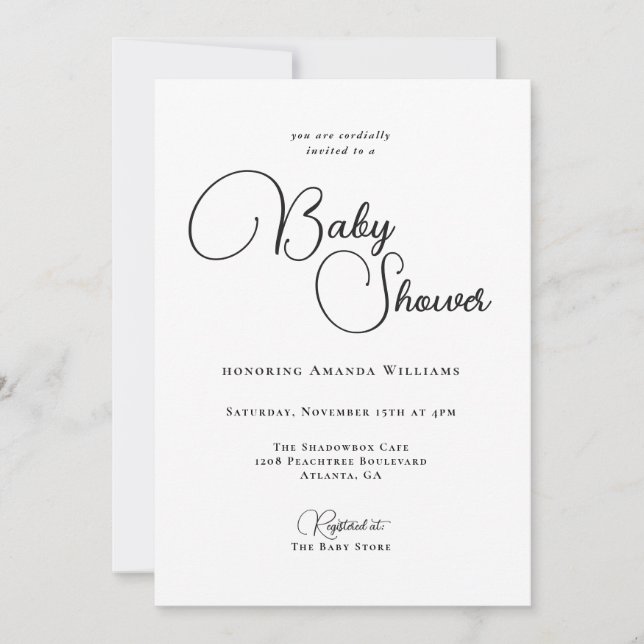 Invitation Baby shower de simplicité moderne (Devant)