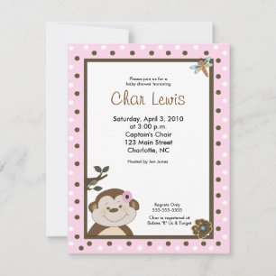 Invitation Baby shower de singe de la Jungle migno