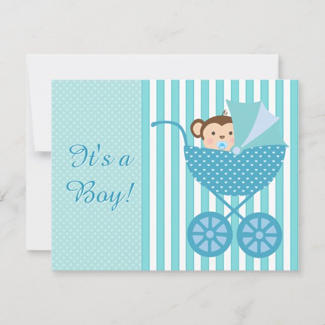 Invitation Baby shower de singe doux (Devant)