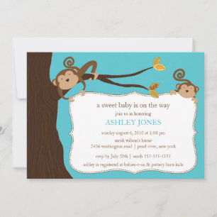 Invitation Baby shower de singe Safari