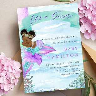 Invitation Baby shower de sirène afro-américain