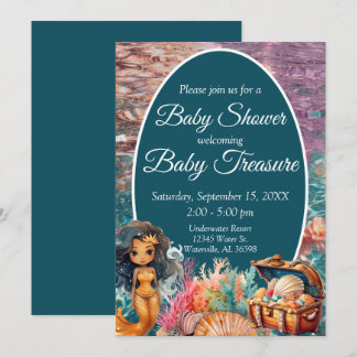 Invitation Baby shower de sirène noire
