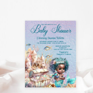Invitation Baby shower de sirène noire