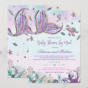 Invitation Baby shower de sirène par courrier sous le bébé ma