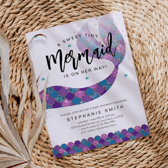 Invitation Baby shower de sirène pourpre et Turquoise (Créateur téléchargé)