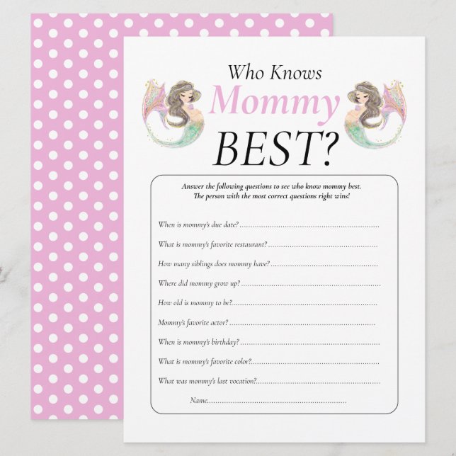 Invitation Baby shower de sirène sous la mer (Devant / Derrière)