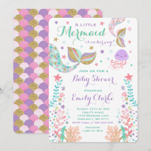 Invitation Baby shower de sirènes Douche en or ros