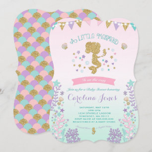 Invitation Baby shower de sirènes rose Turquoise v