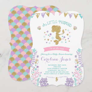 Invitation Baby shower de sirènes rose Turquoise v
