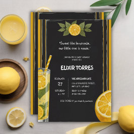 Invitation Baby shower de socle en carton citronné doux
