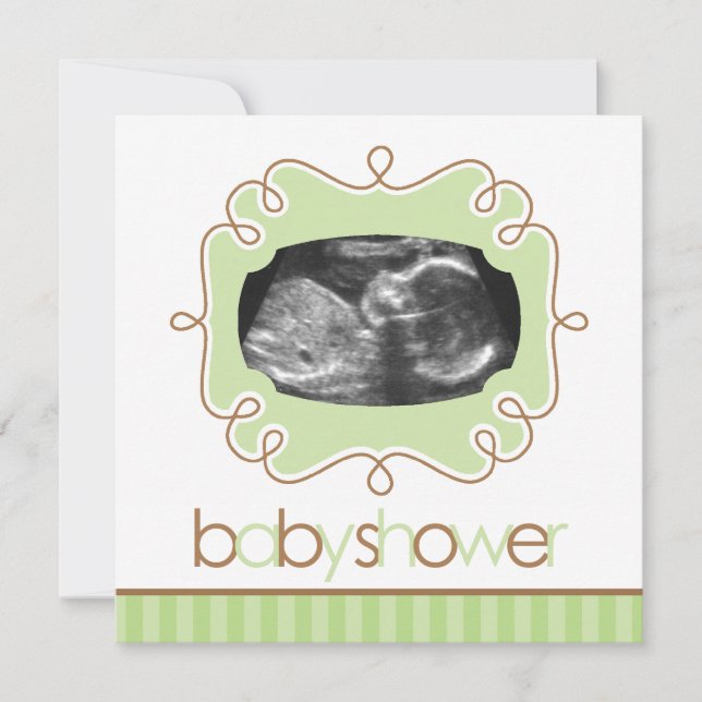 Invitation Baby shower de sonogrammes verts (Devant)