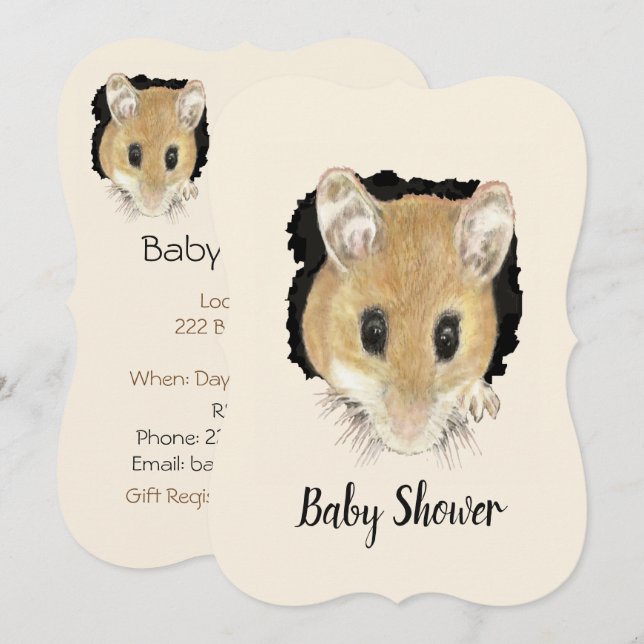 Invitation Baby shower de souris pour bébé aquarelle (Devant / Derrière)