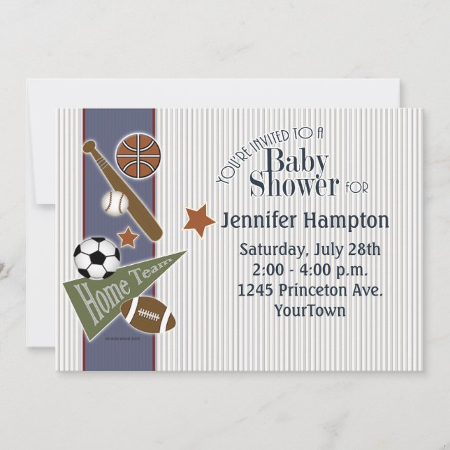Invitation Baby shower de sports (Devant)