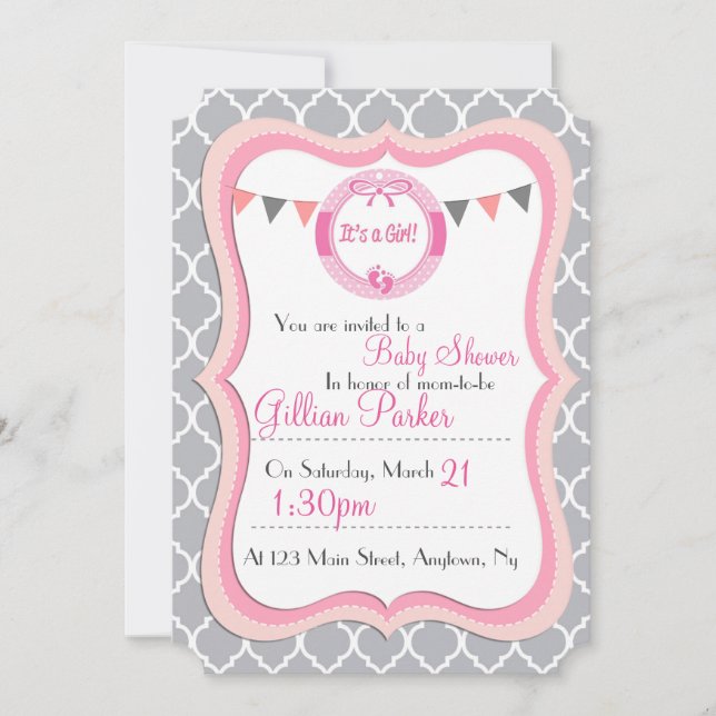 Invitation Baby shower de style parisien (Devant)