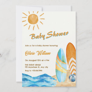 Invitation baby shower de surf beach party