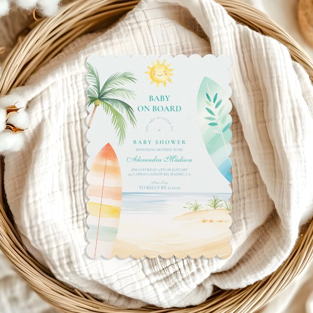 Invitation Baby shower de Surf de plage de bord bébé (Créateur téléchargé)