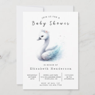 Invitation Baby shower de Swan numérique Pastel