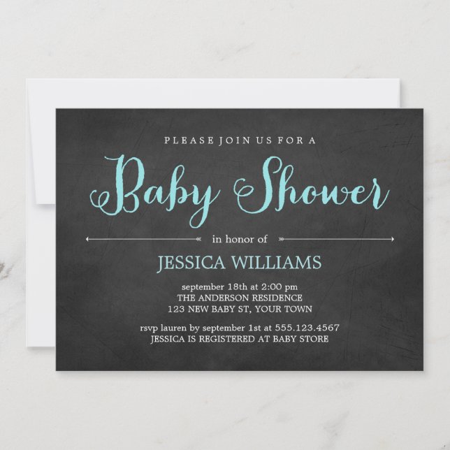 Invitation Baby shower de tableau de bord bleu clair (Devant)