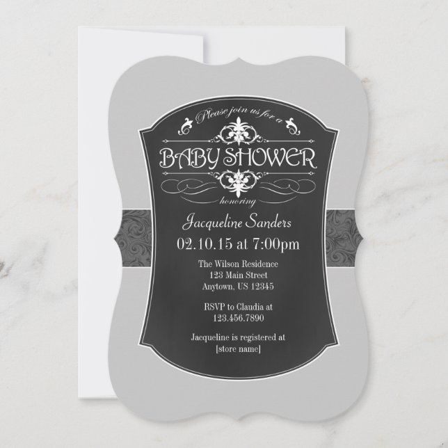 Invitation Baby shower de tableau de bord gris (Devant)