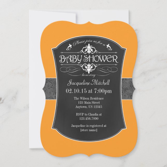 Invitation Baby shower de tableau de bord gris ora (Devant)
