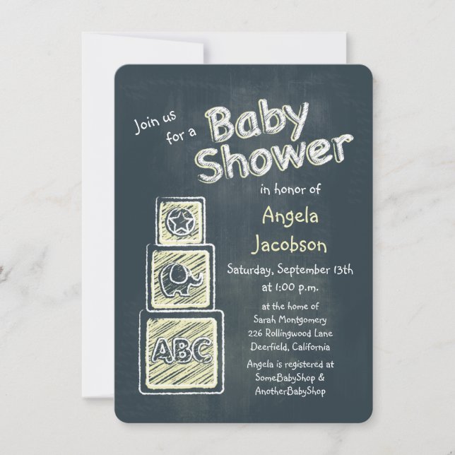 Invitation Baby shower de tableau de bord Jaune (Devant)