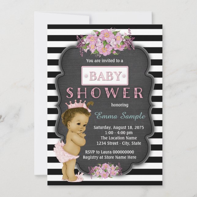 Invitation Baby shower de tableau de bord pour filles (Devant)
