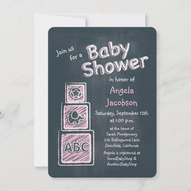 Invitation Baby shower de tableau de bord rose (Devant)