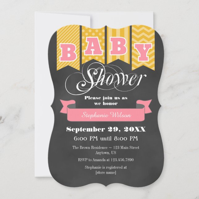 Invitation Baby shower de tableau de bord rose or (Devant)