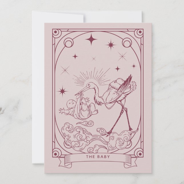 Invitation Baby shower de Tarot rose (Devant)