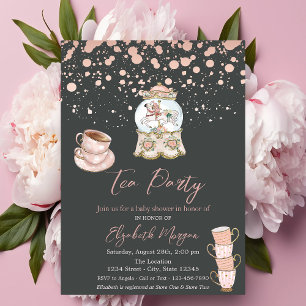 Invitation Baby shower de Tea Party rose Gold Dots