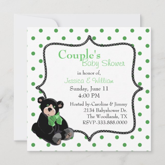 Invitation Baby shower de Teddy Bear Couple (Devant)