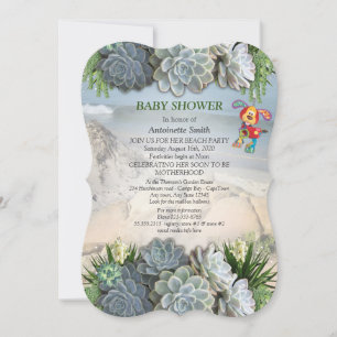 Invitation Baby shower de teintes succulentes de blues pâles
