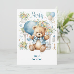 Invitation Baby shower de tennis pour bébé garçon bleu thème