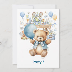 Invitation Baby shower de tennis pour bébé garçon bleu thème