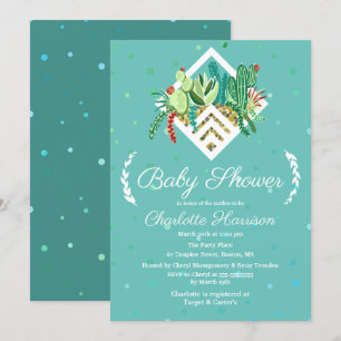 Invitation Baby shower de terrarium de Cactus pour succulents