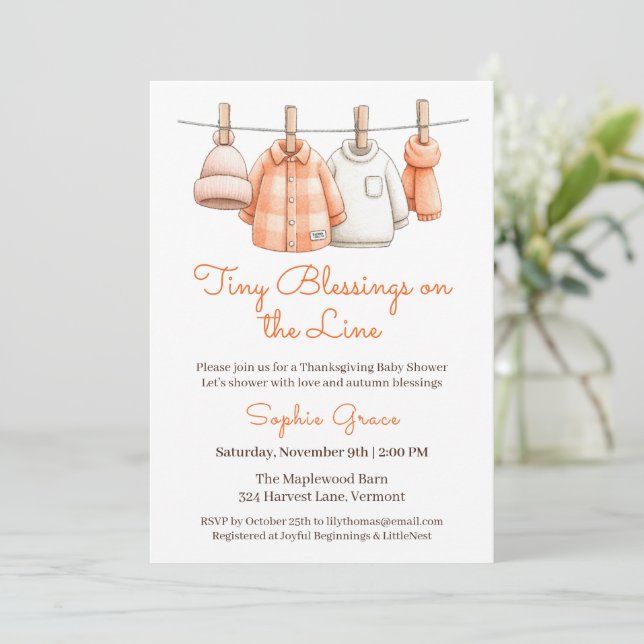 Invitation Baby shower de Thanksgiving Boy | Cosy Cloche (Debout devant)
