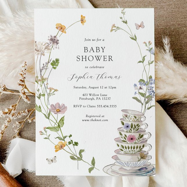 Invitation Baby shower de thé fleur sauvage (Créateur téléchargé)