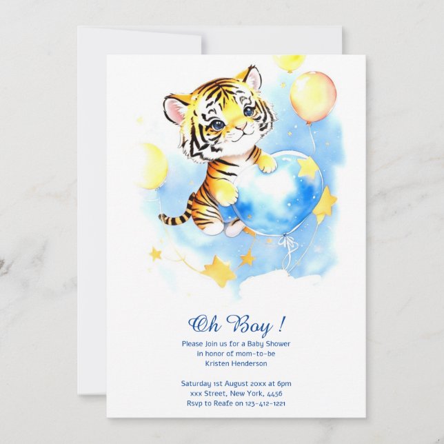 Invitation Baby shower de tigre d'aquarelle (Devant)